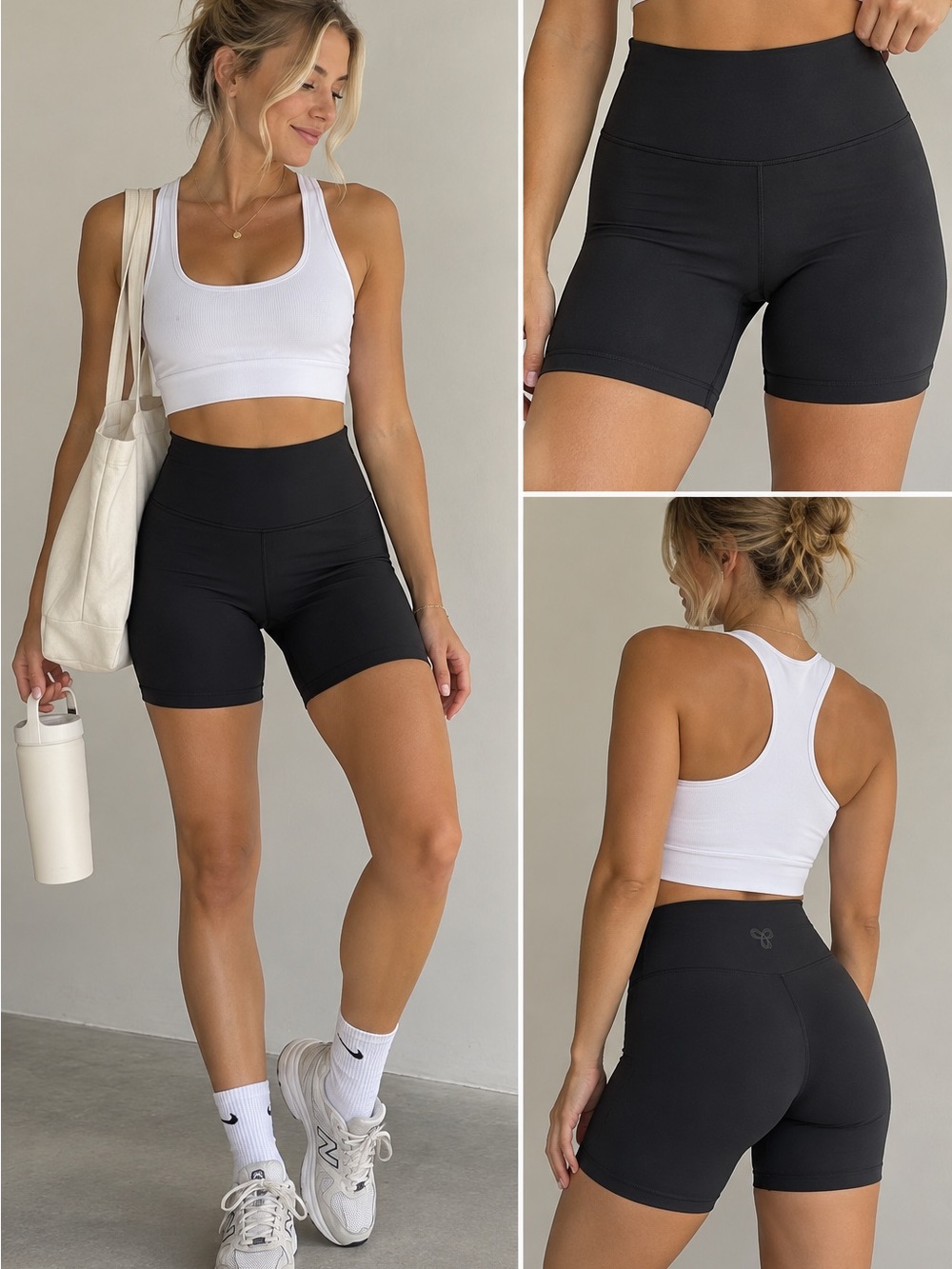 NWT TNA Atmosphere High-Rise Black Biker Shorts | XS | Gymcore Pilates Princess